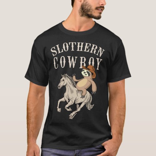 Slothern Cowboy Funny Sloth Cowboy T_Shirt