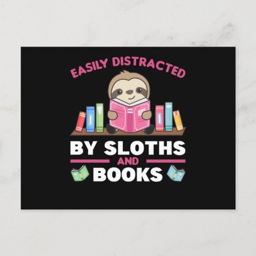 Sloths And Books Funny Saying With Book Postcard