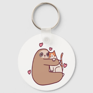 Sloths and Cats Are Best Friends  Keychain