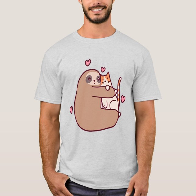Sloths and Cats Are Best Friends T-Shirt (Front)