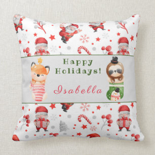 Sloths and Fox Customize Text and Name 20"X20" Throw Pillow