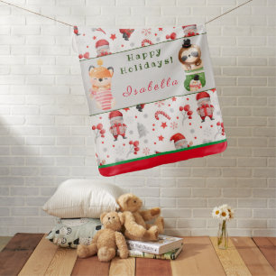 Sloths and Fox Customize Text and Name Baby Blanket