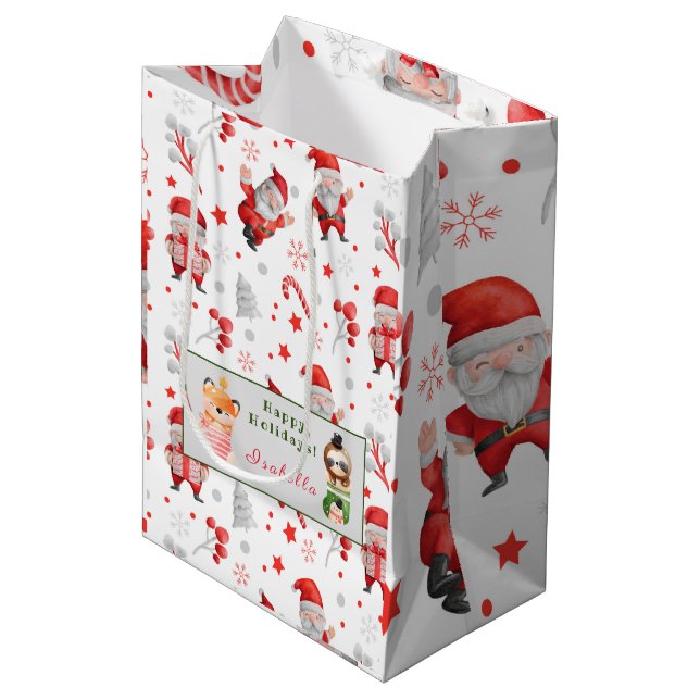 Sloths and Fox Customize Text and Name Medium Gift Bag (Front Angled)