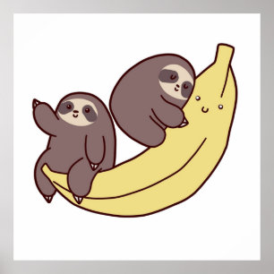 Sloths and Giant Banana Poster