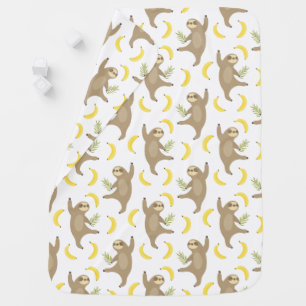 Sloths & Bananas Pattern Baby Blanket