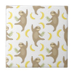 Sloths &amp; Bananas Pattern Ceramic Tile