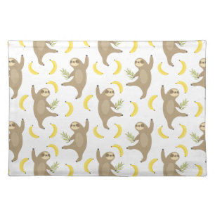 Sloths & Bananas Pattern Cloth Placemat