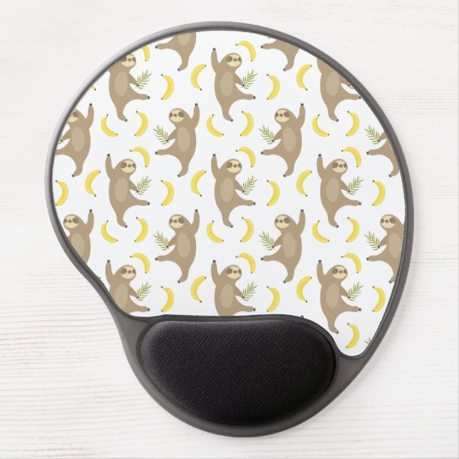 Sloths & Bananas Pattern Gel Mouse Pad (Front)