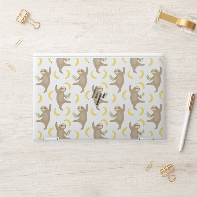 Sloths & Bananas Pattern HP Laptop Skin (Desk)
