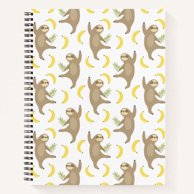 Sloths & Bananas Pattern Notebook (Front)