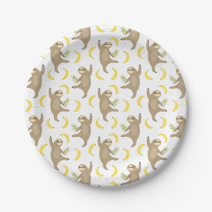 Sloths & Bananas Pattern Paper Plates