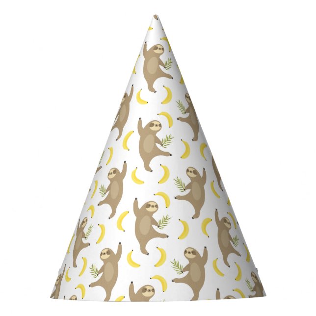 Sloths & Bananas Pattern Party Hat (Front)