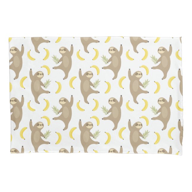 Sloths & Bananas Pattern Pillow Case (Front-Left)