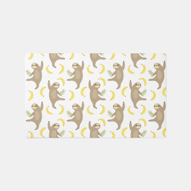 Sloths & Bananas Pattern Rug (Front)