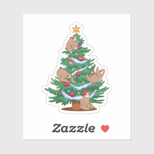 SLOTHS CHRISTMAS TREE  STICKER