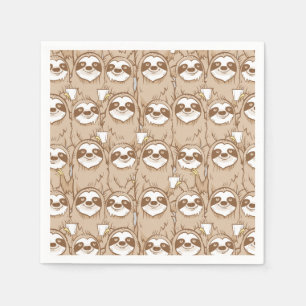 Sloths & Coffee Pattern Napkins