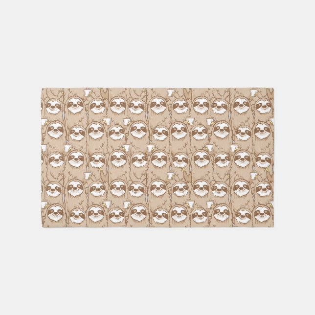 Sloths & Coffee Pattern Rug (Front)