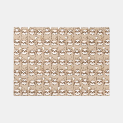 Sloths  Coffee Pattern Rug