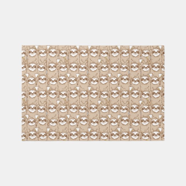 Sloths & Coffee Pattern Rug (Front)