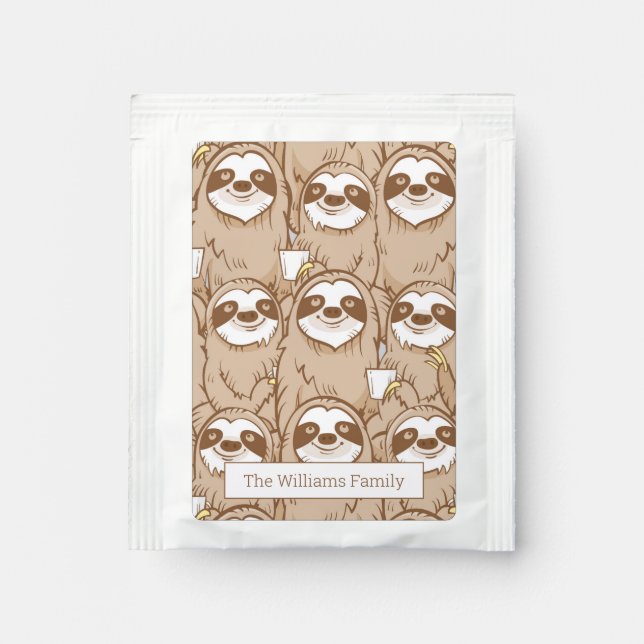 Sloths & Coffee Pattern Tea Bag Drink Mix (Front)