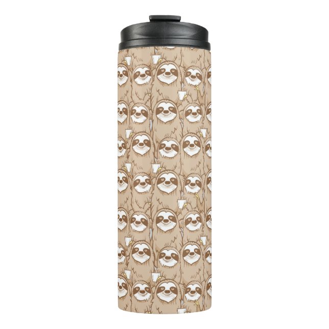 Sloths & Coffee Pattern Thermal Tumbler (Front)