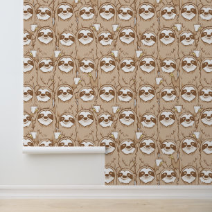 Sloths & Coffee Pattern Wallpaper