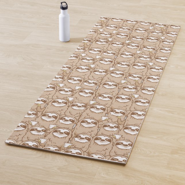 Sloths & Coffee Pattern Yoga Mat (In Situ)