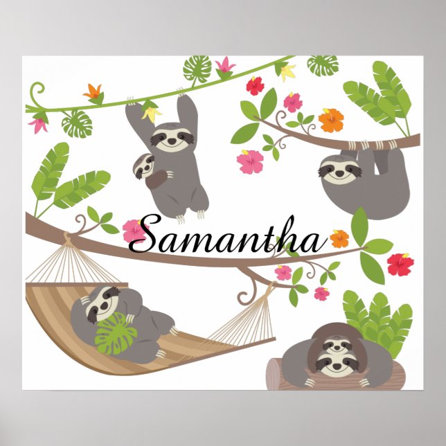 Sloths Custom Personalised Name Poster (Front)