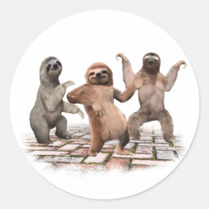 Sloths Dancing Funny Cute Gifts For Animal Lovers Classic Round Sticker