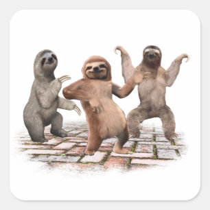Sloths Dancing Funny Cute Gifts For Animal Lovers Square Sticker