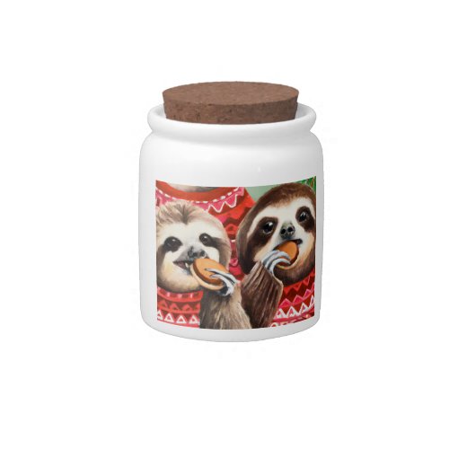 Sloths Eating Cookies Candy Jar