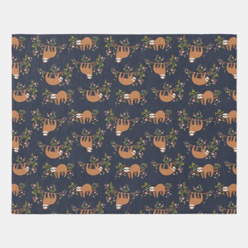 Sloths  Flowers Pattern Rug