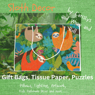 Sloths Hanging out in Trees Large Gift Bag