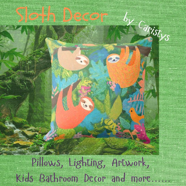 Sloths Hanging out in Trees Throw Pillow (Creator Uploaded)