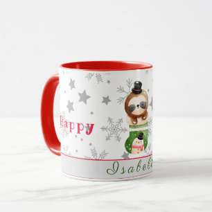 Sloths Holidays Customize Text and Name Mug