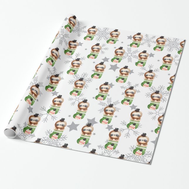 Sloths Holidays Customize Wrapping Paper (Unrolled)