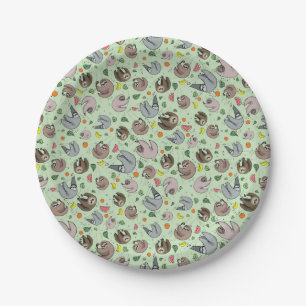 Sloths in Green Paper Plates
