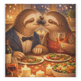 Sloths In Love Faux Canvas Print