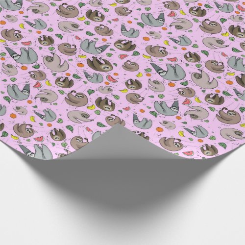 Sloths in Pink Wrapping Paper