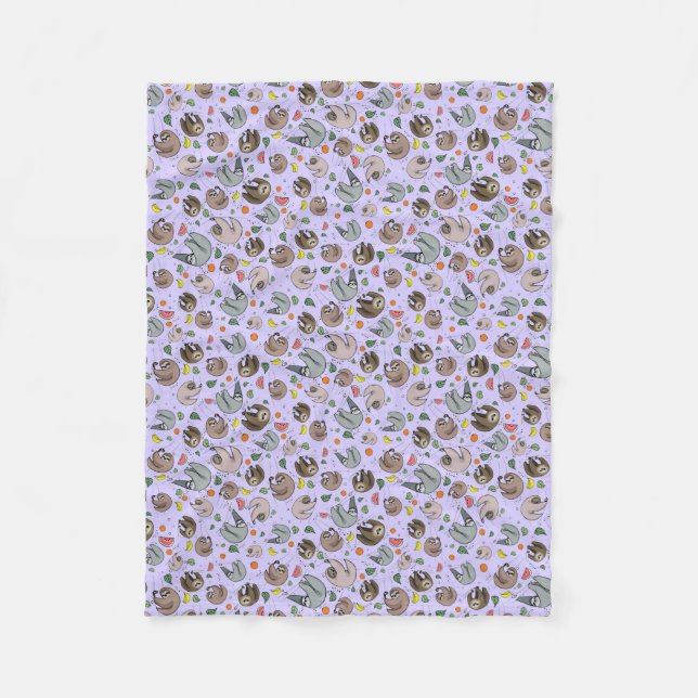 Sloths in Purple Fleece Blanket (Front)