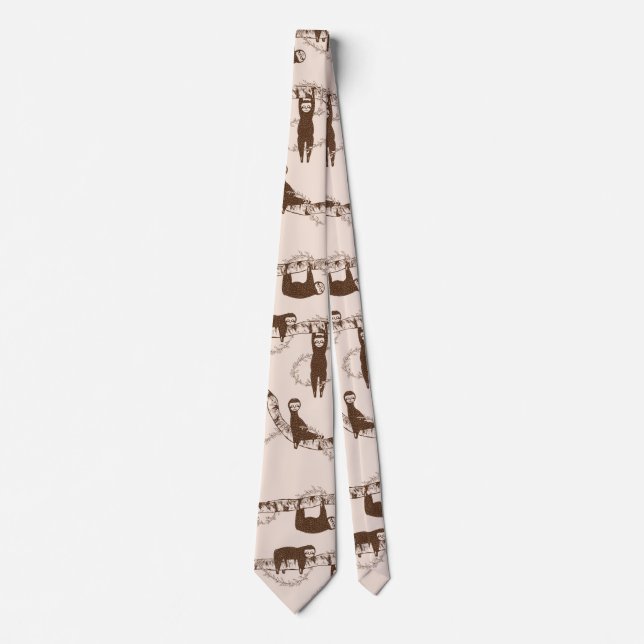 Sloths in the trees pattern neck tie (Front)
