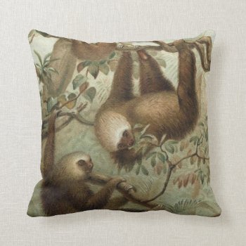 Sloths In Trees Throw Pillow by PatiVintage at Zazzle