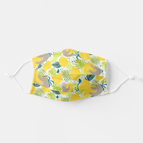 Sloths  Lemons Pattern Adult Cloth Face Mask