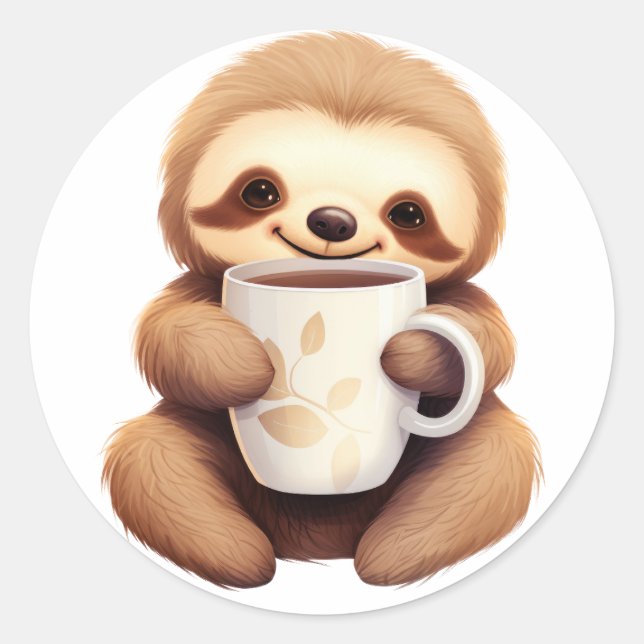 Sloth's Morning Brew Classic Round Sticker (Front)