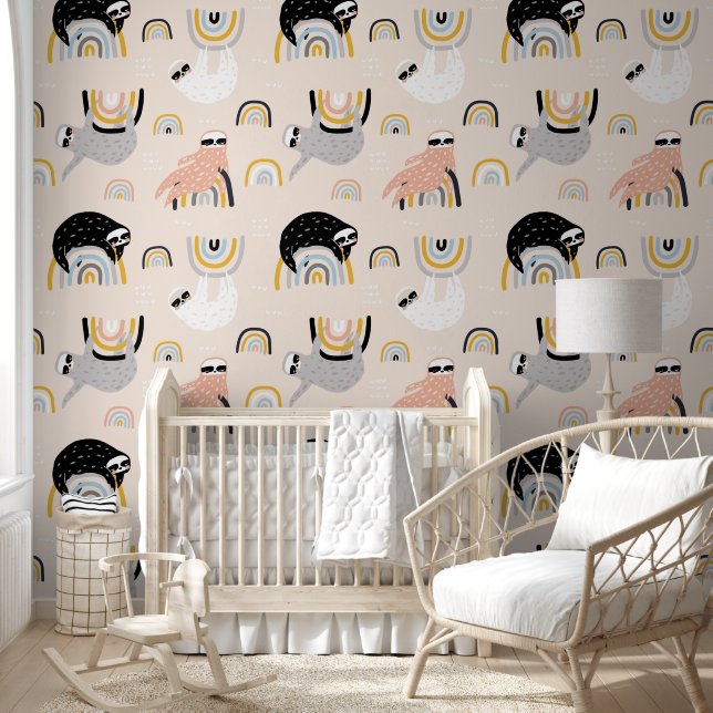 Sloths on rainbows wallpaper  (Kids)