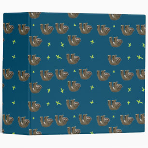 sloths pattern on blue 3 ring binder