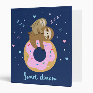 Sloths sleeping on donuts 3 ring binder