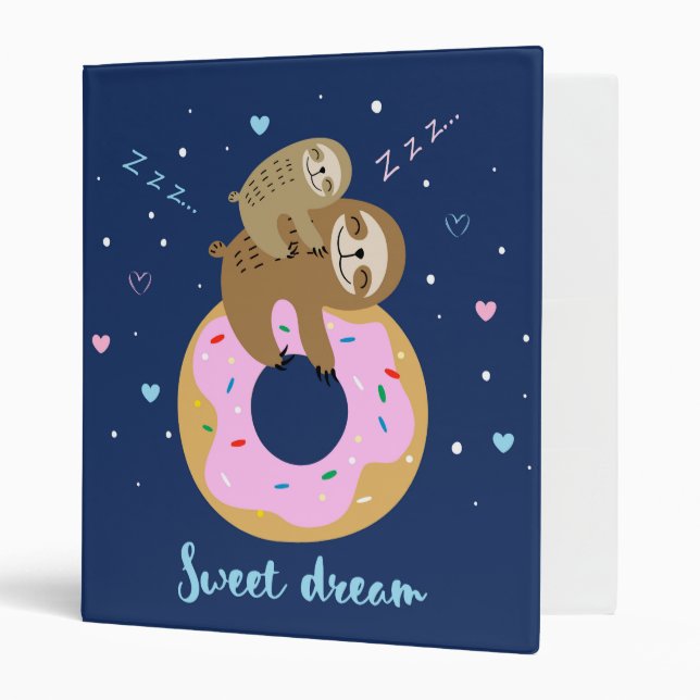 Sloths sleeping on donuts 3 ring binder (Front/Inside)