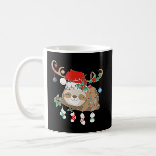 Sloths Xmas Gift Lighting Reindeer Santa Hat Sloth Coffee Mug