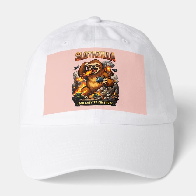 Slothzilla Too Lazy to Destroy,Funny Kaiju Monster Hat (Front)
